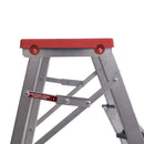 Banqueta Escada Alumínio 3 Degraus 0,65m 120kg Prata e Vermelho Reisam