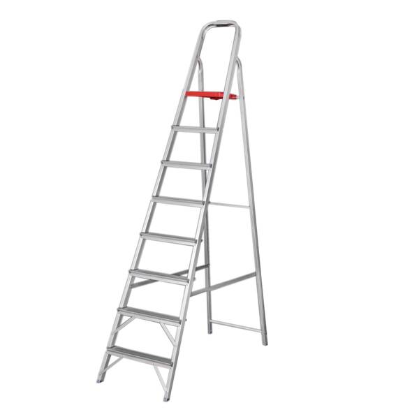 Escada Doméstica Aluminio 8 Degraus Natural 120 Kg Reisam