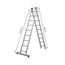 Escada Extensível 9x2 18 Degraus em Alumínio 4,44m Botafogo
