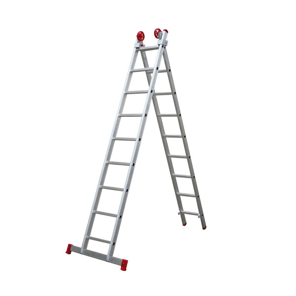 Escada Extensível 9x2 18 Degraus em Alumínio 4,44m Botafogo