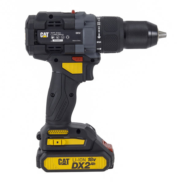 Furadeira de Impacto a Bateria Caterpillar com Maleta, Carregador, 2 Baterias e Clip de Cinto 18V DX12