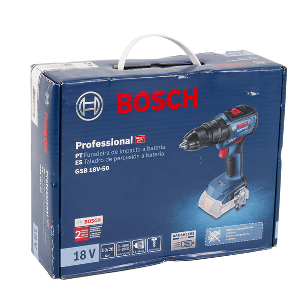 Furadeira e Parafusadeira Bosch Brushless de Impacto a Bateria 18V 1/2" GSB 18V-50