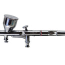 Kit Aerografo Cromado Dupla Ação Bicos 0.2/0.3 E 0.5mm Com 9ml De Capacidade Do Reservatorio De Tinta.