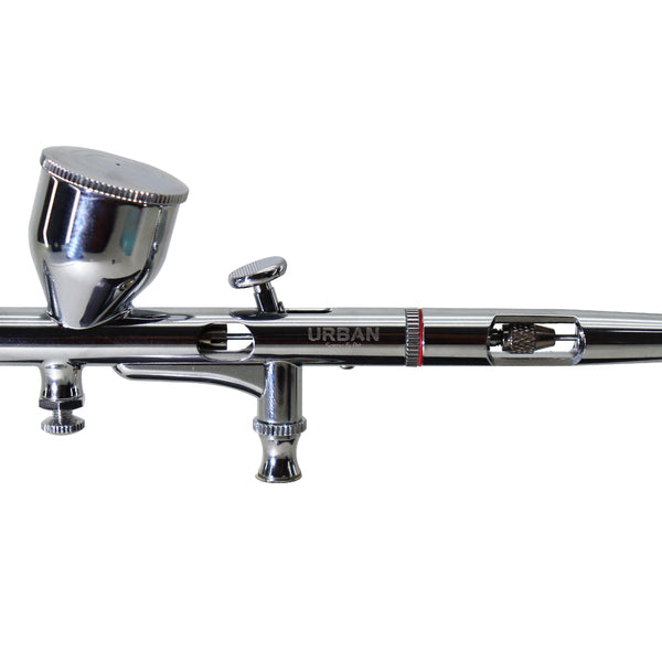 Kit Aerografo Cromado Dupla Ação Bicos 0.2/0.3 E 0.5mm Com 9ml De Capacidade Do Reservatorio De Tinta.