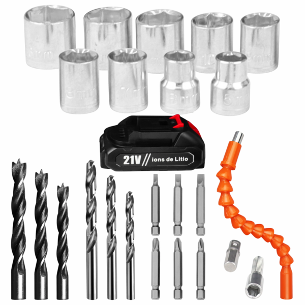 Parafusadeira Furadeira 21v Profissional 2 Baterias Led Tpar21