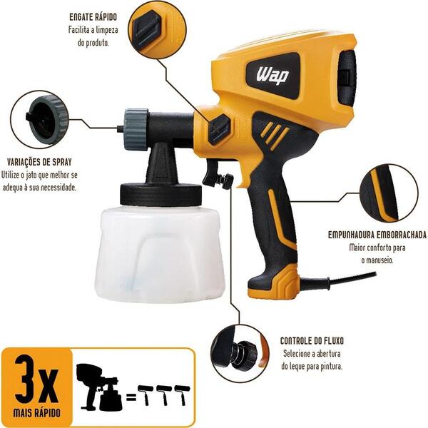 Pistola De Pintura Elétrica Wap Epp 400 Com 3 Regulagens De Spray 400w 220v